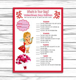 Valentines Day Game, Whats In Your Bag, Valentine Party Game, Valentine Activity, Valentines Day Game, Adult Party Game, Valentines Party