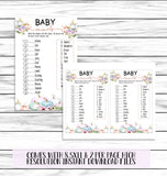 Pastel Watercolor Pumpkin Girl Baby Shower Games Set 8 Printable or Virtual Games ,Fall Baby Shower, Autumn Baby Shower ,Instant Download