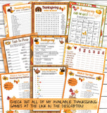 Thanksgiving Word Scramble Game, Printable Or Virtual Turkey Day Quiz For Kids & Adults,Fun Friendsgiving Trivia,Office Classroom Party