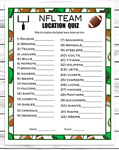 Football Team Trivia, Printable Or Virtual Football Party Game For Kids & Adults, Ideas, Instant Download Activity, Office Classroom Party