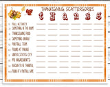 Thanksgiving Scattergories Word Game, Printable Or Virtual Turkey Day Quiz For Kids Adults,Fun Friendsgiving Game,Office Classroom Party
