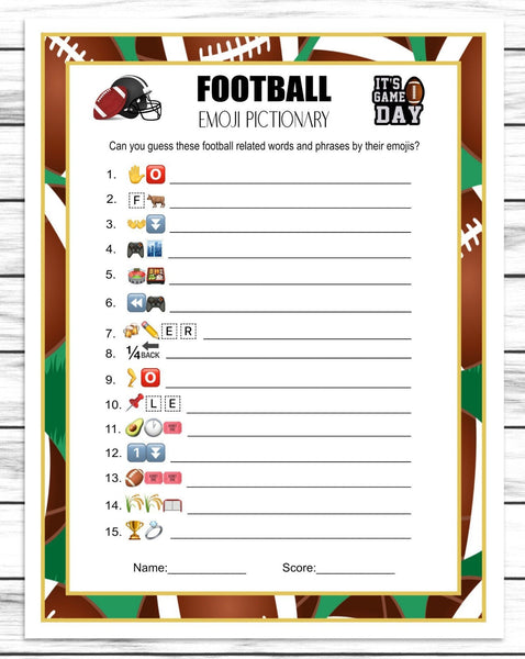 Emoji Pictionary Printable Or Virtual Football Party Game For Kids & Adults, Ideas, Instant Download Activity, Office Or Classroom Party