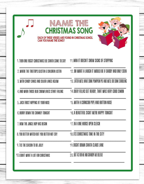 Guess The Christmas Song Game, Xmas Songs, Printable Or Virtual Holiday Party Game For Kids & Adults, Classroom Office Party Activity