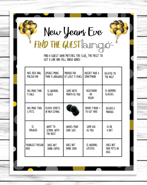 Adult Holiday Office Game, New Years Game, Ice Breaker Game, Mingle Game, Home Party Game, Printable Find The Guest Bingo