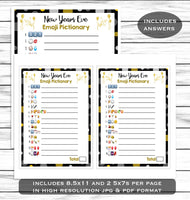 New Years Emoji Pictionary Game, Printable Or Virtual Holiday Party Game For Kids & Adults, Classroom Office Party Activity, Fun NYE Quiz