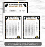 New Years Word Search Game, Printable Or Virtual Holiday Party Game For Kids & Adults, Classroom Office Party Activity, Fun NYE Game