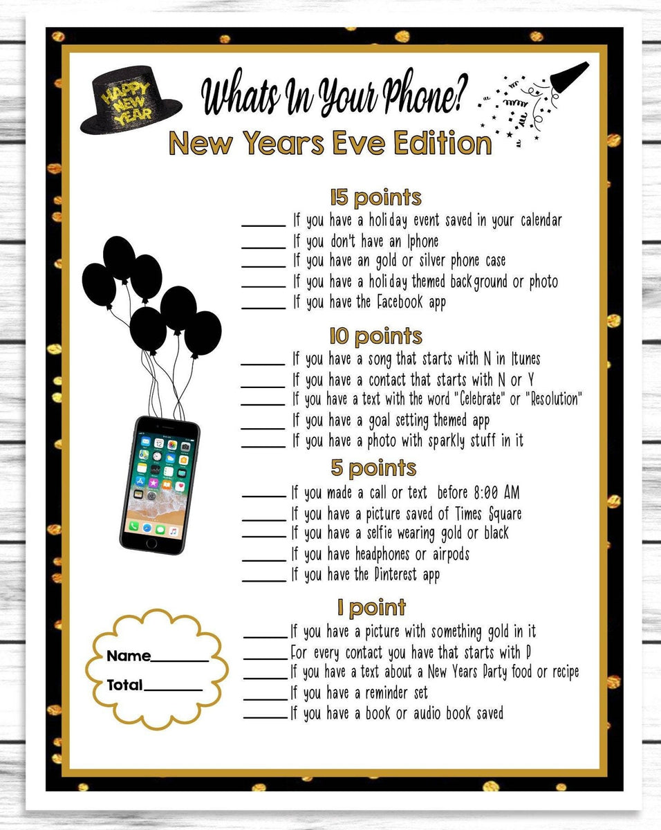 New Year's Game Free Printable