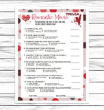 Valentines Romantic Movie Trivia Game,Virtual Or Printable V-Day Party Quiz,Valentines Couples Game Kids Adults,Fun Activity