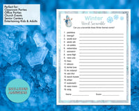 Winter Word Scramble Party Game, For Adults Kids, Classroom, Office, Winter Party Printable Virtual Game, Family Reunion, Instant