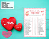 Valentines This Or That Game -Classroom Office Valentines Day Party Game For Kids & Adults - Printable Or Virtual Instant Download