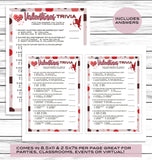 Valentines Day Trivia Game, Virtual Or Printable V-Day Costume Party Game, Valentine Facts Quiz For Kids Or Adults, Fun Activity