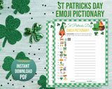 St Patricks Day Emoji Pictionary Game, Saint Pattys Party Quiz, Printable Virtual Family Activity, Kids & Adults, St Paddys Office Classroom