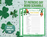 St Patricks Day Printable Word Scramble, St Paddys Office Classroom Activity, Irish Quiz, Kids & Adults Saint Pattys Party Word Game