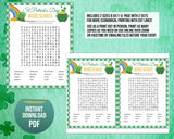 St Patricks Day Printable Word Search, St Paddys Office Classroom Activity, Irish Word Find, Kids & Adults Saint Pattys Party Word Game