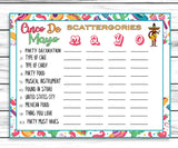 Cinco De Mayo Scattergories Game for Kids Adults Teens Seniors