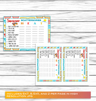 Summer Party Family Reunion Scattergories Game, Printable Kids Activity Sheet, Instant Download