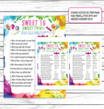 Sweet Sixteen Girls Trivia Game Tie Dye