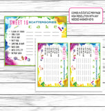Sweet 16 Sixteen Girls Scattergories Game