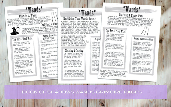 wands book of shadows printable witchcraft grimoire pages