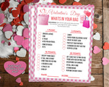 Valentines Whats In Your Purse Bag Game -Classroom Office Valentines Day Party Game For Kids & Adults -Printable Or Virtual Instant Download