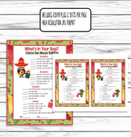 Whats In Your Bag Cinco De Mayo Printable Download Game