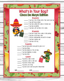 Whats In Your Bag Cinco De Mayo Printable Download Game