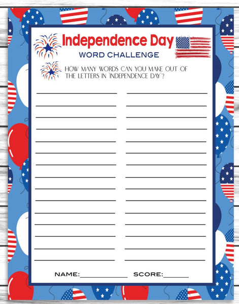 july 4th party kids game word challenge game download printable