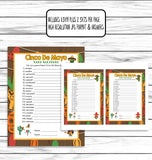 Cinco De Mayo Word Scramble Game for Kids Adults Teens Seniors Printable