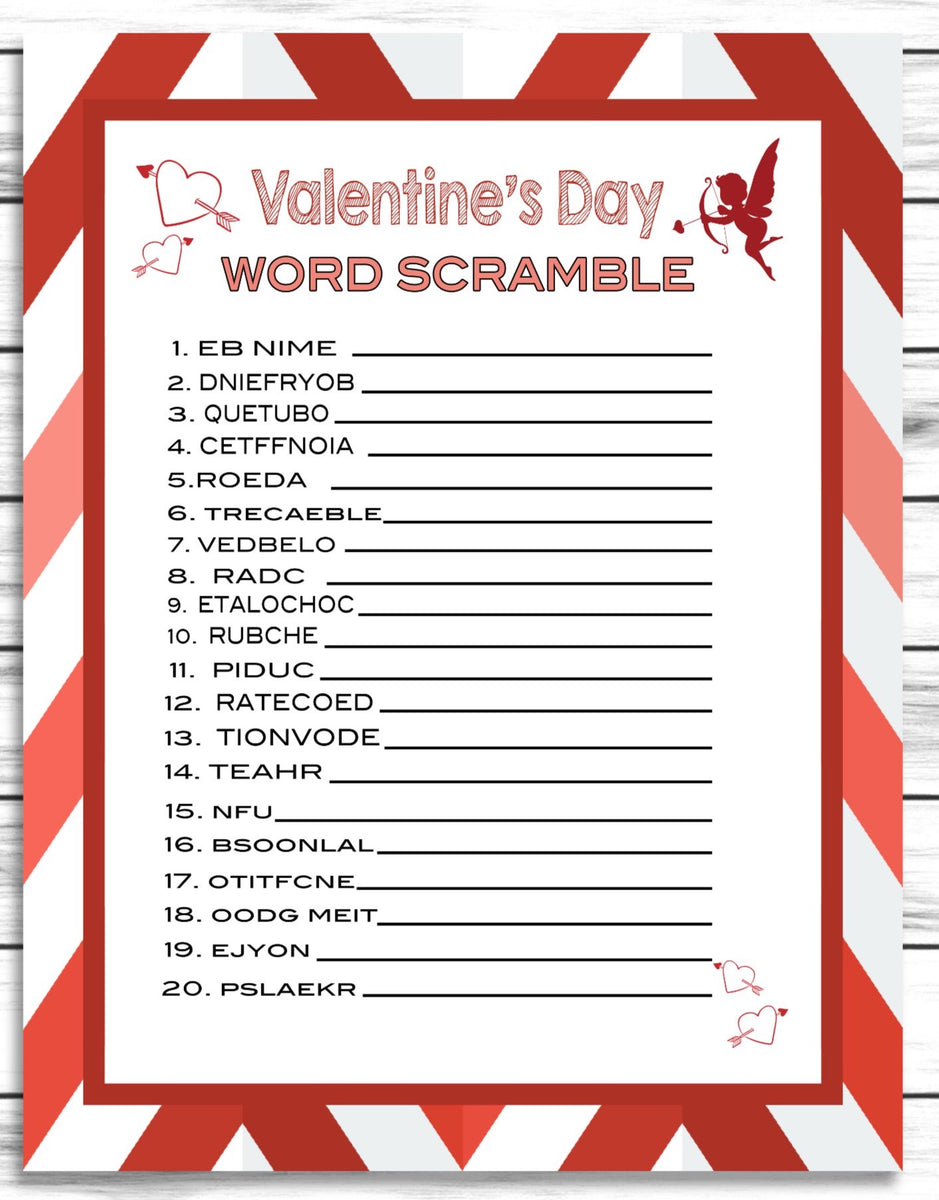 Valentine S Day Word Scramble Free Printable Valentine S Day Word Scramble Free Printable