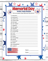 memorial day party word scramble game 