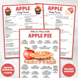 printable fall apple trivia and are you like apple pie game for kids and adults