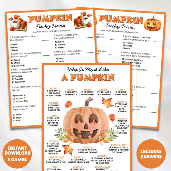 printable pumpkin trivia games with answers and are you like a pumpkin fun fall and autumn games for kids and adults