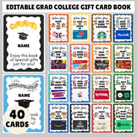 Editable Graduation College Gift Card Book Template | Customize DIY Printable Last Minute Grad Gift Card Holder | Edit Print Canva Template