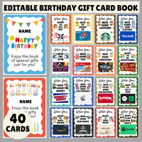 ditable Birthday Gift Card Book Template | Customize DIY Printable Last Minute Adult Bday Gift Card Holder | Edit And Print Canva Template