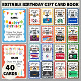 ditable Birthday Gift Card Book Template | Customize DIY Printable Last Minute Adult Bday Gift Card Holder | Edit And Print Canva Template