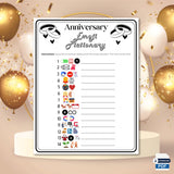 Emoji Pictionary Anniversary Party Game, 10th, 15th, 20th, 25th, 50th, Anniversary Party Games, Virtual Or Printable Emoji Game