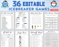 Printable Icebreaker Games | Social Group Activities Editable Template | Office Party Ideas | Happy Hour Questions | Ice Breaker Quizzes