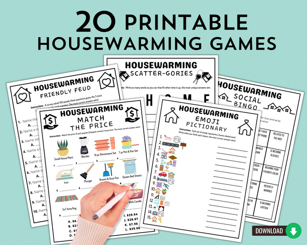 Printable Housewarming Party Games | New Home Game Bundle | Moving House Games | Housewarming Party Ideas | Housewarming Activities