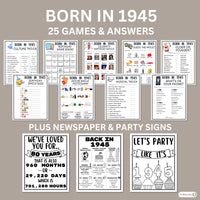 80th Birthday Party Printable 1945 Games, Activities, Decorations, Turning 80 Ideas, Instant Download