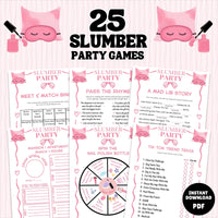 Planning the perfect slumber party just got a whole lot easier! This giant bundle of 25 printable sleepover games and activities is your secret weapon for a night filled with teen &amp; tween laughter, secrets, and unforgettable memories. Say goodbye to boredom and hello to non-stop fun!
Designed for teens and tweens, this pack has everything from classic favorites like M.A.S.H. to modern challenges like a Selfie Race. It's the ultimate mix of nostalgia and new trends, ensuring every guest has a blast.