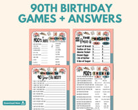 90th birthday party printable games and answers for adults and kids to print and play