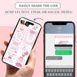 digital baby shower modern invitation website canva template in hello baby cute kitty theme comes with rsvp included, premium gift registry and party location links, and matching editable printable shower signs