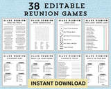 Printable Class Reunion Games | Editable Reunion Template Activities Bundle | High School Reunion Party Ideas Games Set