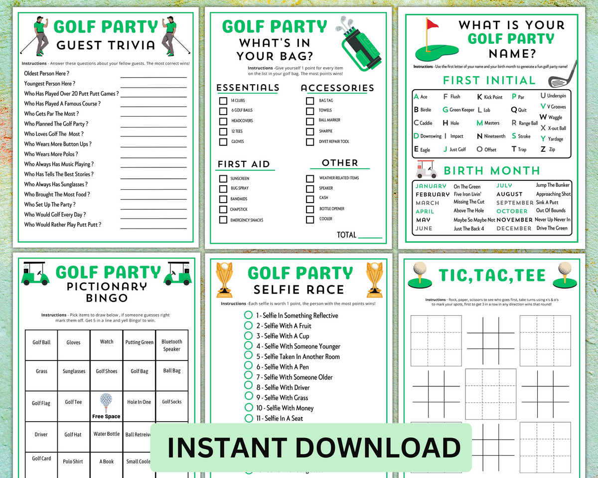 Editable Golf Party Games | Watch Golf Themed Party Ideas | Printable ...