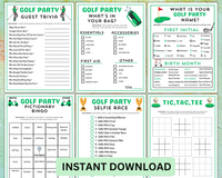 Editable Golf Party Games | Watch Golf Themed Party Ideas | Printable Golfing Games Bundle | Golf Activities For Adults Kids Seniors