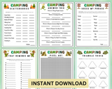 Printable Editable Camping Games Bundle For Kids & Adults | Family Campfire Party Ideas And Activities | Camp Quizzes Editable Template