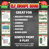 Unlock the magic of the North Pole with this Christmas Elf Escape Room! Perfect for adding excitement to any holiday gathering, this printable game challenges players to use their wits, solve logic puzzles, and "escape" before time runs out. Unlike standard trivia, this is a brain-teasing adventure. Players (or teams) must solve 16 unique logic puzzles.