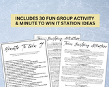 Printable Icebreaker Games | Social Group Activities Editable Template | Office Party Ideas | Happy Hour Questions | Ice Breaker Quizzes