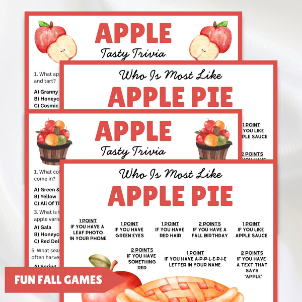 Apple Trivia Game | Fall Autumn Quiz Printable | Apple Picking Game Fo ...