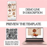 editable digital fall baby shower invitation website canva template sweater weather theme with rsvp included and premium party location, gift registry, add to calendar links plus diaper raffle and books for baby, simply edit, share and collect rsvps right in your free canva account